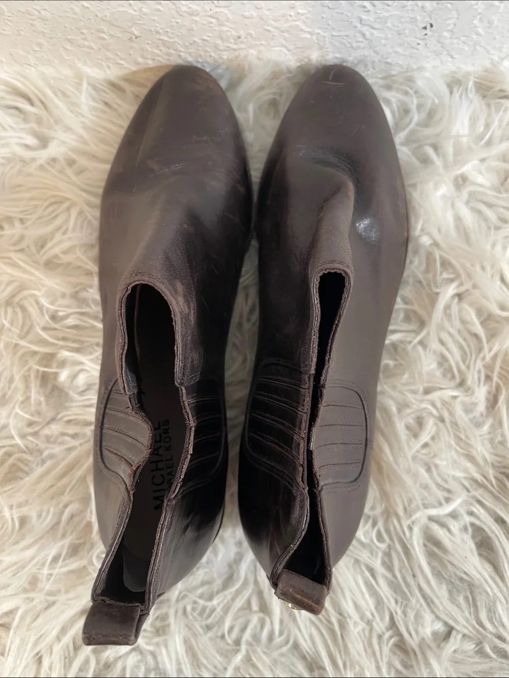 Michael Kors Boots Womens Size 9.5 Brown Leather Chelsea Ankle Booties Slip In